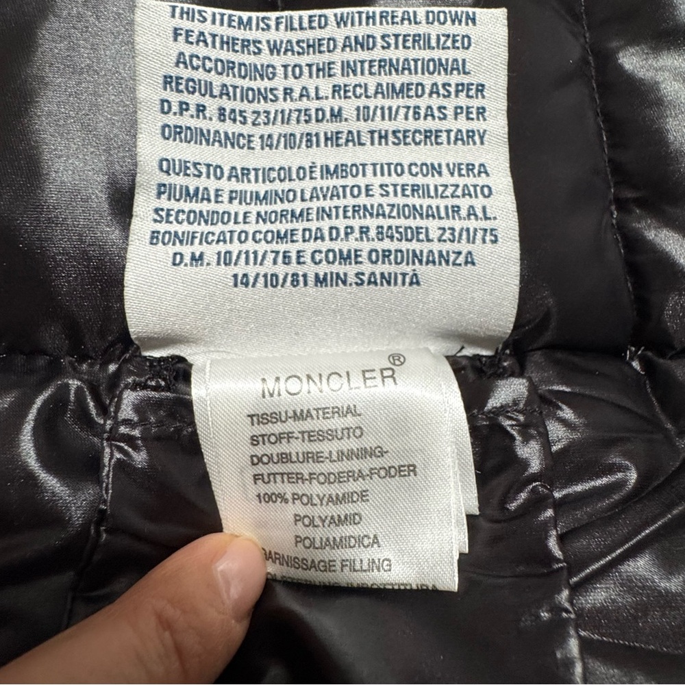 Moncler Moka Long Down Coat Black Size 1 Authentic LAMPO Zip - Picture 17 of 17